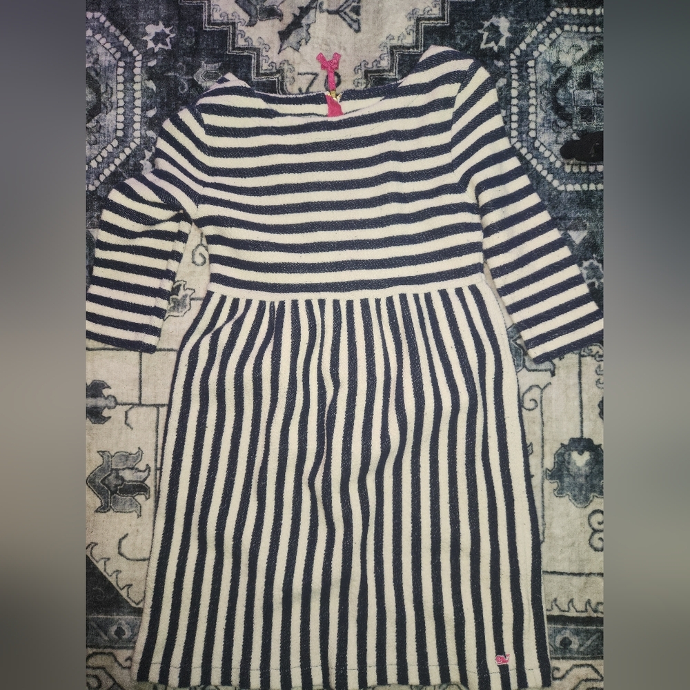 Vineyard Vines Navy and White Striped Kids Dress